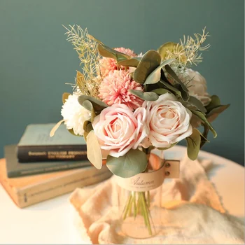 1 bundt Bolden Chrysanthemum pæon buket kunstige blomster hjem indretning bryllup udsmykning diy Blomster arrangement Indendørs Håndværk