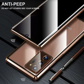 Anti Kiggede Privacy Dobbelt Side Glas Sager Til Samsung Galaxy Note 20 Ultra Dække Metal Magnetisk Coque For Samsung Note 20