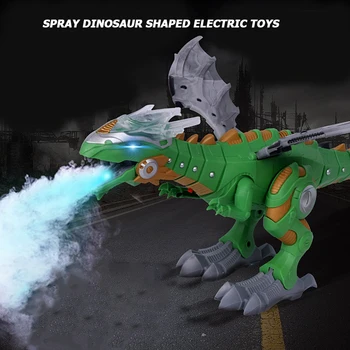 Store Spray Mekaniske Dinosaurer med Vinge Tegnefilm Elektroniske Walking Dyr Toy Elektrisk Legetøj Brand Vejrtrækning Vand Spray