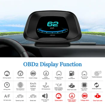 2020 HUD P19 Head Up Display OBD2 Tur Computer OBD2+GPS Forruden Speedometer Bil Detektor olieforbrug 8 Interface