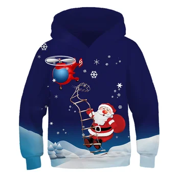 Vinteren Glædelig Jul Sweatshirts og Hættetrøjer børn Santa Claus Sweatshirt Halloween Pullovere Græskar lygter Casual Varme Hættetrøjer