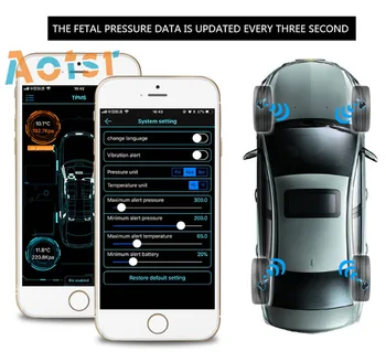 TPMS for Android BIL DVD-Afspiller GPS-Navigation Bil Tire Pressure Monitoring System med 4 Interne Dæk Sensorer USB-Interface