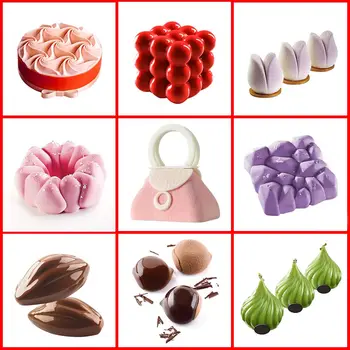 FUNBAKY NYE 3D Blomster Hjerte Form Silikone Kage form For DIY Bagning Mousse til Dessert Udsmykning Værktøjer Bageforme Former Forme