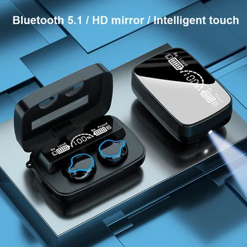 TWS Trådløse Bluetooth Øresnegl 5.1 Spejl viser Øretelefoner Sport Earbuds Headset med Mic for Xiaomi Samsung, Huawei LG Lotus