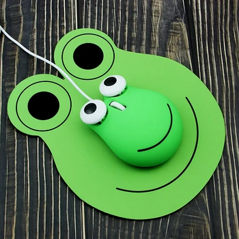 CHYI Søde Tegneserie Jumping Frog Design Kablede Mus 3D Mini-USB-tilsluttet Optisk Computer Mus Lille hånd Hånd af Kid ' s Mus Med Musen Pad