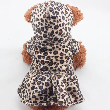 Dobbelt-Størrelse til Rådighed Dejlige Søde Hunde Leopard Kjole Toppe Hvalp Cotton Hættetrøje Tøj Pet Tøj Roupa De Cachorro &jw
