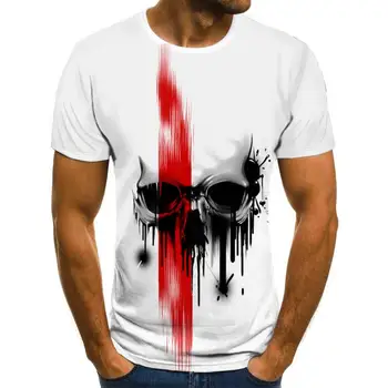 Horror kraniet kortærmet T-shirt til sommeren afslappet toppe 3D printet fashion kort-langærmet nye rund hals skjorte trendy streetwear