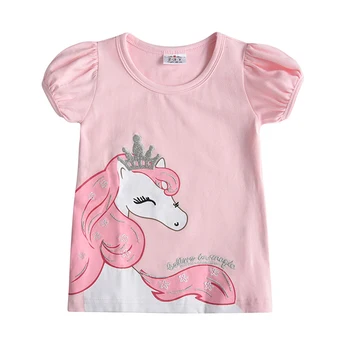 Kids Girls T-Shirt Sommer Baby Pige Bomuld Toppe lille Barn Tees Tøj til Børn Tøj Unicorn T-shirts, Korte Ærmer Casual Wear