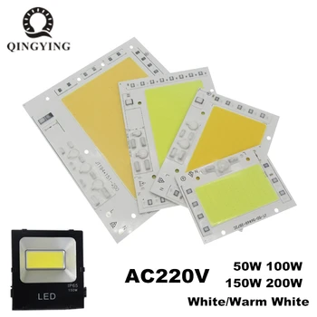 AC220V LED COB 50W 100W 150W 200W Projektør Modul Aluminium Plade Hvid/Varm Chips Smart IC Driver Til Spotlight Lamper