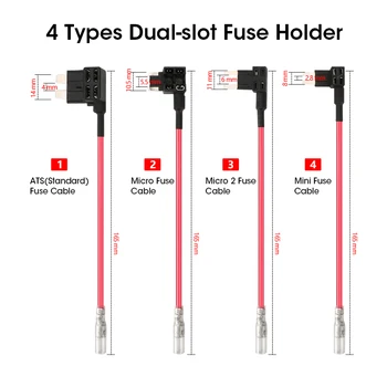 Jansite Hårdt 12V Ledning Kit ATS-Sikring Kabel, Oplader Power Inverter Omformer Adapter 4 typer Dual-slot For Time-lapse video Dashcam