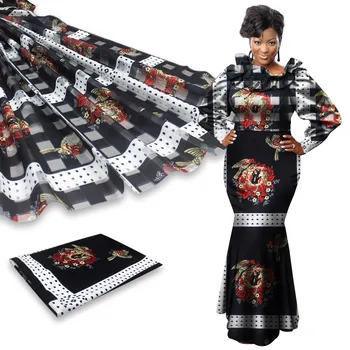 Engros 3YARDS ORGANZA MATHICNG 3 M BÅND, SILKE afrikanske stof til kjole ankara stof afrikanske udskriver stof niger