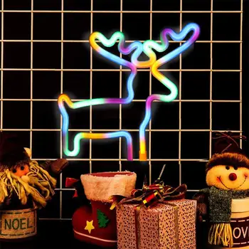 Jul Elk Neon Skilt Lys USB Farverige Led væglampe bryllupsfest Hjem Dekoration Nat Lys 2021 Nye År Kid Gave