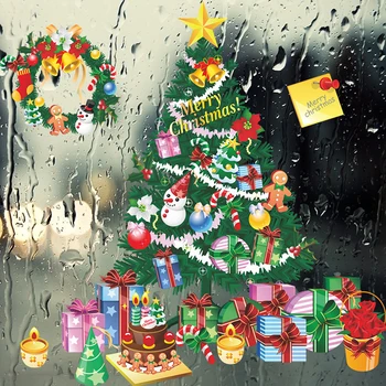 Store juletræ Wall Stickers gaveæsker til Vinduet, Glas Kunst Klistermærker Design til børneværelset Hjem Dekoration vægoverføringsbilleder
