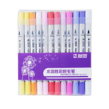 STA 12/24colors Aquarelle Farve Børste Pen 0.4 mm Fineliner Micron Needle Tip Opløselige Akvarel Blæk Kunst Markør Pen