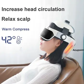 Elektriske Hoved Massager USB-Intelligent lufttryk Vibration Afslapning Justerbar Hoved Størrelse Musik Beroligende Slappe af Hjelm