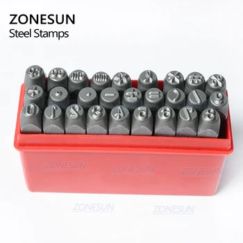 ZONESUN 27PCS Carbon Steel Jewelry Stamp Number Set Steel Stamps Punch Die Metal Mark Stamping Tools For Bracelet Necklace Ring
