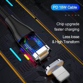 18W PD Magnetiske Kabel til iPhone 12 11 max pro Macbook Type C til Belysning Opladning Magnet, USB Kabel Mobiltelefon Ledning Ledning