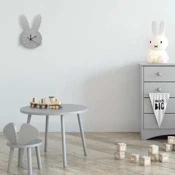 Nordisk Træ-Kanin Formet vægur Kids Room Decor kønsneutrale vægur Børnehave Baby Brusebad Gave boligindretning
