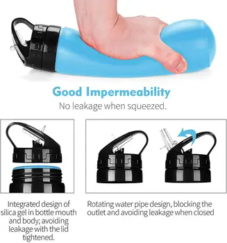 600ML Silikone Folde Flaske Udendørs Klatring Udtrækkelig Vand Flaske Praktisk Rejse Anti-skoldning Isoleret