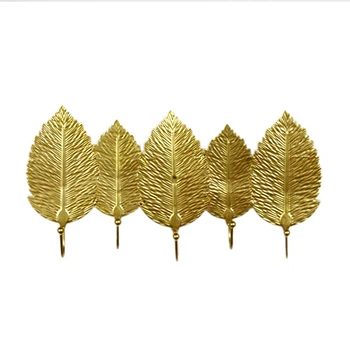 Strongwell Nordiske Lys, Luksus Golden Leaf Hook Punch-Gratis Bøjle Tøjkrog Wall Decor Nøgle Krog Hjem Dekoration Gaver