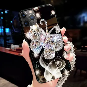 Luksus Butterfly Diamant Phone Case for iphone 12 11 Pro Max antal Xr 6 7 8 Plus X Sag Bling Crystal Cover til iphone Xs Antal Coque