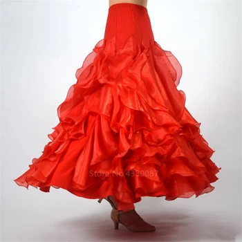 Moderne Ballroom Kvinde Dans Nederdel spanske Flamenco-Vals, Tango sceneoptræden Kostume 6colors Lagdelt Elegante Dans Kjole