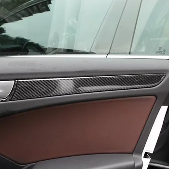 Sansour Bil Gear Panel Gear For Audi A4 B8 A5 Q5 2009 - 2016 Carbon Fiber 4stk Vindue Dør Panel Indretning Cover Sticker Trim