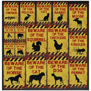 Advarsel Pas på Hund og Kat Dyr Tin Tegn Vintage Plak vægdekoration til Bar, Pub, Club Retro Garage Strygejern Maleri