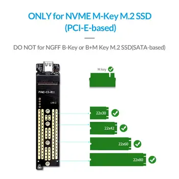 ORICO M2 SSD Tilfælde NVME SSD Kabinet M. 2 til USB Type C Gennemsigtig Harddisk Kabinet til NVME PCIE NGFF SATA M/B Tasten for SSD Disk