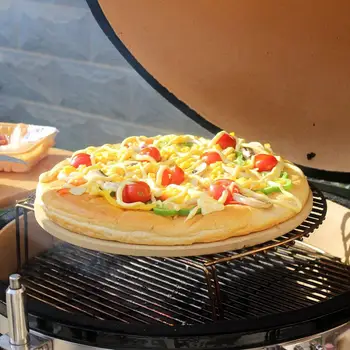Cordierit 33 CM Rund Pizza Bageplade Ikke-klæbende varmeresistent Pizza Sten Pan Hjem Til Restaurant Grill