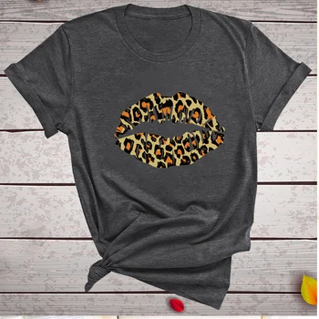 Hjerte-formet Harajuku T-Shirt Kvinder Leopard Print Top Kvinde 2020 Casual Kort Ærme Toppe, t-Shirt Femme O Hals, Løs T-Shirt
