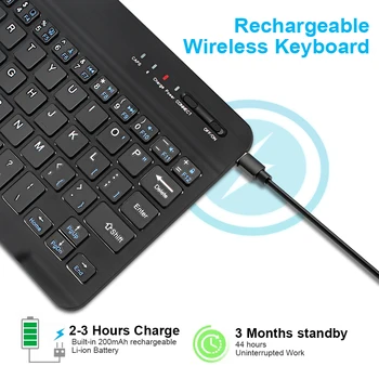 Trådløse Genopladelige bluetooth-Tastatur og Mus Støjsvag, har Ergonomiske Tastatur Til iPad Huawei Sansumg Tablet PC Phone