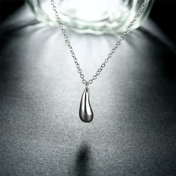 Mode 925 Sølv Sød Lille Fashion Mini Water Drop Form Halskæde Damer Simple Temperament Bryllup, Engagement, Gift