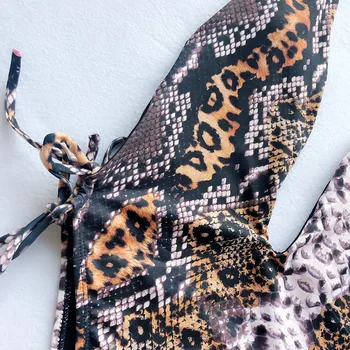 2019 Nye Leopard Ét Stykke Badedragt Trikini Badetøj Kvinder Dyb V Monokini Push Up Bathsuit Bandage Badedragt Maillot De Bain