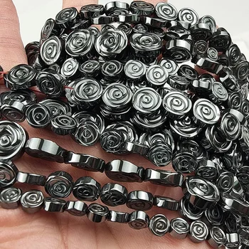 Natursten Rose Black Hæmatit Perler, Flade runde Løs Spacer Perler Til Smykker at Gøre DIY Armbånd Tilbehør 6 8 10 12 mm