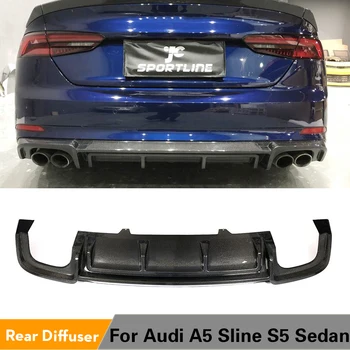 Bageste Kofanger Læbe Diffuser For Audi A5 S Linje S5 Sport 2017 2018 2-Dørs 4-Dørs Bil Diffuser Spoiler Carbon Fiber / FRP