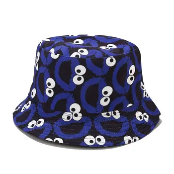 Sommeren Udendørs Solhat Fiskeren Hat Kvinder Tegnefilm Sesame Street Caps til Unisex Reversible Spand Hatte Søde Hip Hop Fiskeri Hat