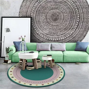 Etnisk Stil Grønne Runde Carprt For Coffe Table Moderne Stue Cirkel Mønster, Stol, Tæppe Mode Geometriske Tilpassede Tæppe