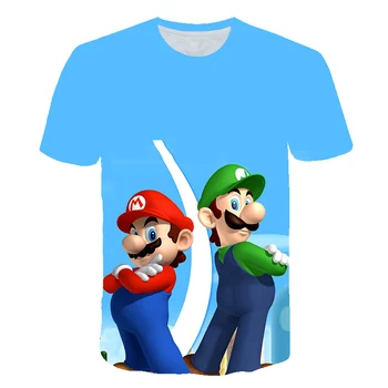 Tegnefilm Mario 3D-T-shirt Nye Harajuku Klassiske Spil Mario Bros Kids Tøj Mario Drenge Tøj, Street Fashion, Print T-shirt