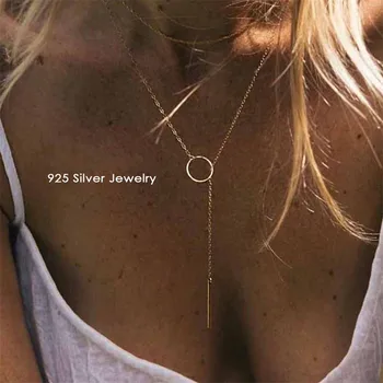 Ren 925 Sølv Halskæder For Kvinder Lange Vedhæng Stick Enkle Design Halskæde Minimalistisk, Romantisk Stilfulde Fine Smykker