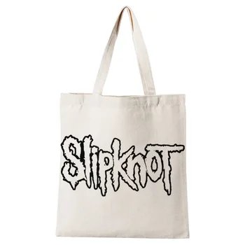 Damer Håndtasker Slipknot logo Lærred Totalisatorspil Taske Bomuld Klud Skulder Shopper Tasker til Kvinder Øko Sammenklappelig Genanvendelige indkøbsposer