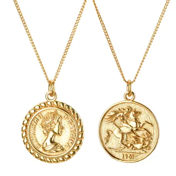 Kikichicc 925 Sterling Sølv Kvinder Billedet Mønt To Sider Hest Halskæde 2020 Europæiske Fine Smykker Til Store Tykke
