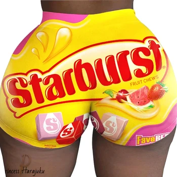 Starburst Sexet Sommer Shorts Slank Dame Korte Bukser Print Hot Salg Hip-hop Udendørs Sport Elastisk Talje Kontor Midt Talje Shorts