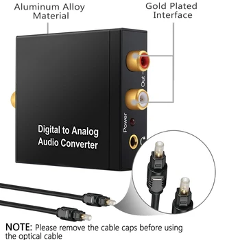 3,5 mm RCA Digital-til-Analog-Converter Stereo Lyd Signal Forstærker til Analog DAC Fiberoptiske Dekoder spdif Coaxial Kabel til TV