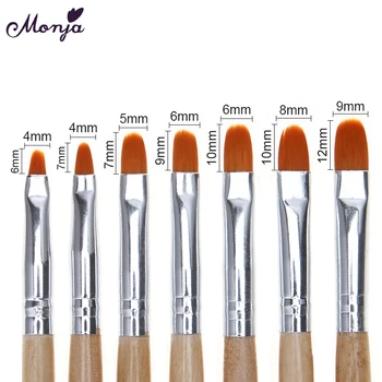 Monja 7 Stk Nail Art Runde Akryl Poly UV Gel Udvidelse Builder Builder er Belægning Blomst Maleri Tegning Manicure Børste Værktøjer