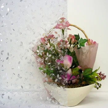150cm Længde Statisk Klamre Glas Mærkat Flower Style 3D PVC Private Hjem Indretning Window Film For Skydedør Vindue Tabel Kabinet