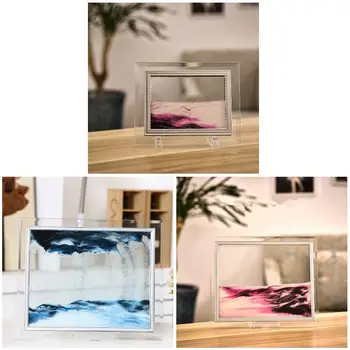 3D Dynamisk Strømmende Grus, Sand Maleri Gennemsigtigt Glas Ramme Tegning Landskab Vision, der Strømmer Sand Maleri Bruser Kunst, Indretning RT99