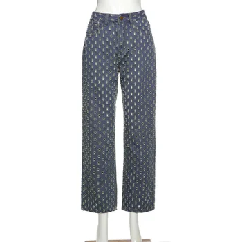 2020 Nye Efteråret Vintage Rippet Baggy Jeans Kvinder England Style 90'erne Streetwear Y2k Udstyr Kvindelige Høj Talje Lige Denim Bukser