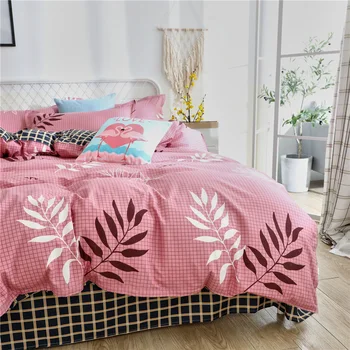 Pink plante blomster Pudebetræk, dynebetræk 3stk strøelse sæt dækslet, single double king size dynen dække sengetøj