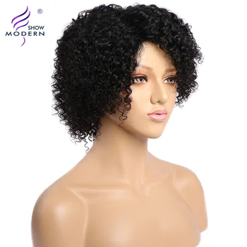 Moderne Vis Perruque Bob Courte Brasilianske Curly Kort Bob Parykker Til Kvinder Maskine Lavet Kinky Curly Remy Human Hair Parykker 150%
